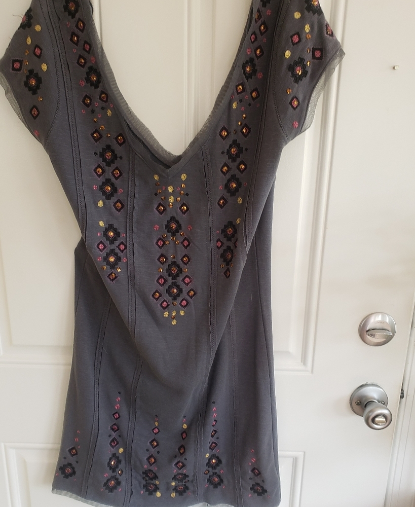 Free people gray embroidered dress Large
